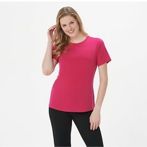 💎TWO💎 SUSAN GRAVER ESSENTIALS LIQUID KNIT SHORT SLEEVED TOPS - Large